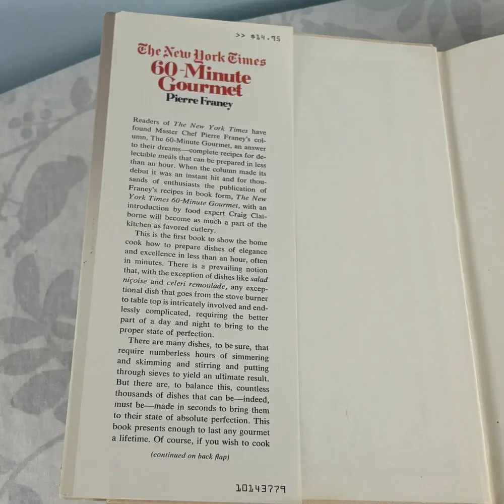 Pierre Franey New York Times 60 Minute Gourmet Hardcover Cookbook 1979